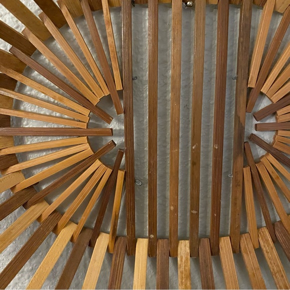 Vintage Bamboo Wooden Slat Oval Basket - Picture 3 of 5